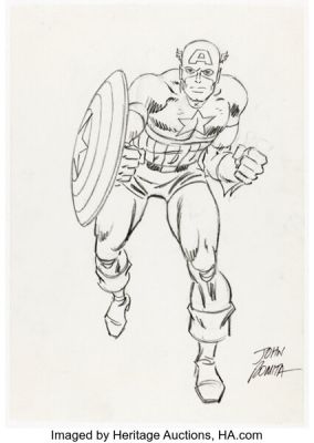 John Romita Sr. - Captain America Sketch Original Art (undated). | Heritage