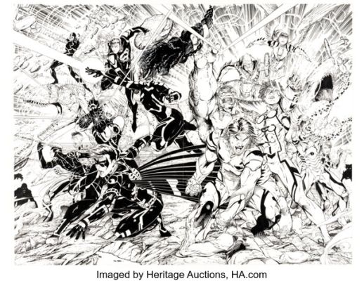 Brett Booth and Norm Rapmund Teen Titans Annual #1 Double Splash Pages 27-28 Original Art (DC, 2012). | Heritage