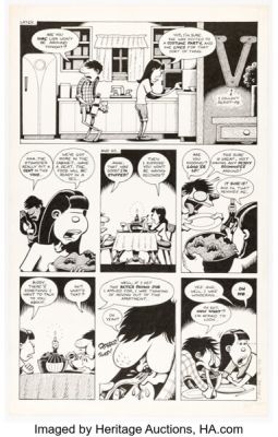 Peter Bagge Hate #3 "Dinner for Two" Story Page 7 Original Art (Fantagraphics, 1990). | Heritage
