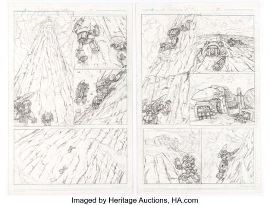 Dan Khanna The Transformers Spotlight: Doubledealer Story Pages 17-18 Pencils Original Art (IDW, 2008).