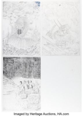 Terry Oakes - Cover Illustration Preliminaries Original Art Group of 3 (1984-1987). (Total: 3 Original Art)