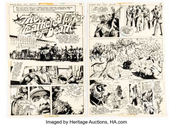 Noly Panaligan Ghosts #54 "The Feathered Furies of Death" Complete 6-Page Story Original Art (DC, 1977). (Total: 6 Original Art) | Heritage