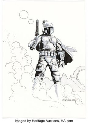 Doug Wheatley - Boba Fett Illustration Original Art (undated). | Heritage