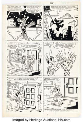 Joe Albelo and Pierre Fournier Marvel Tales #208 Spider-Ham Story Page 5 Original Art (Marvel, 1988).