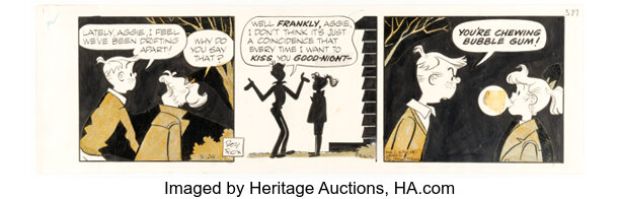 Roy Fox Aggie Mack Daily Comic Strip Original Art dated 3-24-64 (Chicago Tribune, 1964).