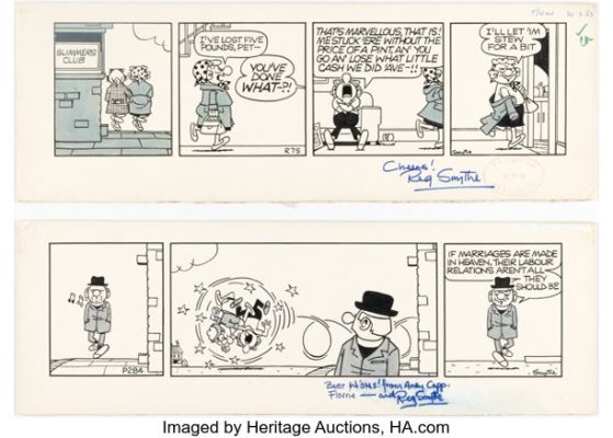 Reg Smythe Andy Capp Daily Comic Strips Original Art Group of 2 (Creator‘s Syndicate, 1981-83). (Total: 2 Original Art)