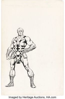 Keith Pollard and Joe Rubinstein The Official Handbook of the Marvel Universe #5 Ikaris Illustration Original Art (Marvel, 1983). | Heritage