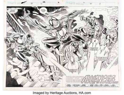 Alex Saviuk and Don Hudson Web of Spider-Man #98 Double-Page Splash 2-3 Original Art (Marvel, 1993).
