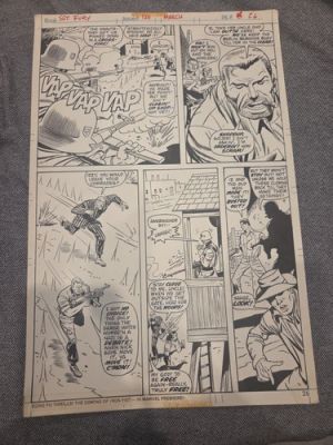 Sgt Fury 1974 Marvel Original Comic Interior Art Stamped and Dated