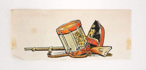 Anonyme Illustration... | Lot 46 - ANONYME Illustration avec un tambour Encre de chine... | Vermot et Associés