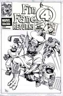 Roger Langridge - Fin Fang Four Return! #1 Cover (Avengers #4 Homage Cover!) 2009