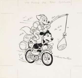 MOTT Michel - Lot 690 - Placid et Muzo: les cyclotouristes Encre de Chine 16...