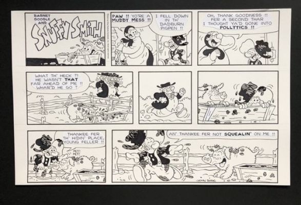 Snuffy Smith Original Sunday Comic Strip Art - Not A Squealer | eBay US (Buy It Now)