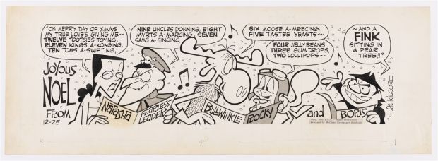 BULLWINKLE CHRISTMAS 1962 DAILY STRIP ORIGINAL ART BY AL KILGORE. | Hake’s