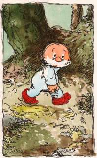 Dulieu, Jean (Oort, Jan van) - Originele tekening in kleur - Paulus loopt in hansopje door het bos - (1979) | Catawiki