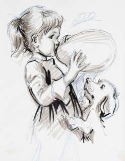 Marlier | Martine, illustration Ã  l’encre de Chine, au feut… | Banque Dessinée