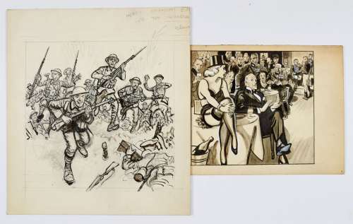 Two original wartime artworks by Eric Parker (1950s). The Tommies advance and… | Comic Book Auctions ltd