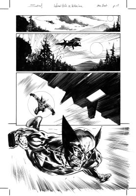 Jonas Scharf | Infernal Hulk vs Wolverine Page 1 | Geoff M Art Sales