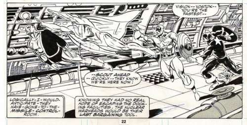 Rick Levins Chris Ivy Planche originale 11x17 inches 28x44 cm - "AVENGERS" #321 page 16 - Captain America et Vision - Loose page - First edition - (1990) | Catawiki