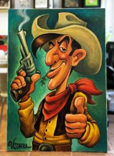 Lucky Luke - Large Painting on Canvas - 116 x 81 x 2 cm - Joan Vizcarra - Acrylic Art | Catawiki