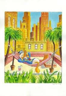 Donald Duck - Tropical Holidays In New York - Original Painting - Tony Fernandez Signed - Original Art | Catawiki