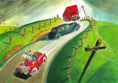 Donald Duck inspired by Grant Wood Paintings - Original Painting - Tony Fernandez Signed - Acrylic Art | Catawiki