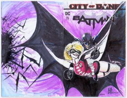 Joe Benitez Batman #75 Wraparound Sketch Cover Variant Original Art (DC, 2019) CGC Signature Series NM/MT 9.8 White -