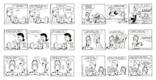 Jim Davis | Garfield Consecutive Daily Comic Strip Original Art Group of 6 (PAWS/Universal Press Syndicate, 2010). | Heritage