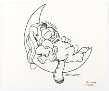 Davis, Jim | Jim Davis - Garfield "Night Time" Illustration Original Art (c.1980s).... | Heritage