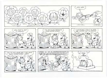 Jim Davis Garfield Sunday Comic Strip Original Art dated 4-4-93 (United Feature Syndicate, 1993). | Heritage