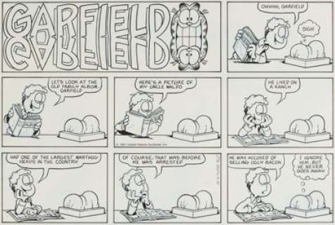 Jim Davis Garfield Sunday Comic Strip Original Art dated 3-10-91 (United Feature Syndicate, 1991). | Heritage