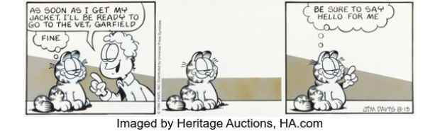 Jim Davis Garfield Daily Comic Strip Original Art dated 8-13-94 (PAWS/Universal Press Syndicate, 1994). | Heritage