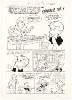 Warren Kremer Little Lotta #3 "Yadhtrib Party" Richie Rich Complete 5-Page Story Original Art (Harvey, 1956). (Total: 5 Original Art)