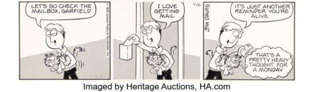 Jim Davis Garfield Daily Comic Strip Original Art dated 4-16-79 (United Feature Syndicate, 1979). | Heritage