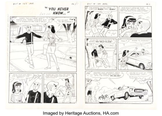 Dan DeCarlo and Rudy Lapick Archie’s Girls Betty and Veronica #128 "You Never Know..." Complete 6-Page Story Original Art (Archie, 1966). (Total: 6 Original Art) | Heritage