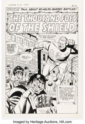 Paul Reinman Fly Man #35 Shield Splash Page 1 Original Art (Archie, 1966). | Heritage