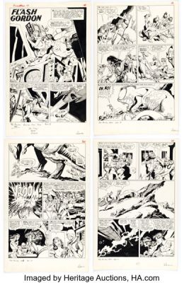 Gil Kane The Phantom #19 Flash Gordon Complete 4-Page Story Original Art (King Features, 1966). (Total: 4 Original Art) | Heritage