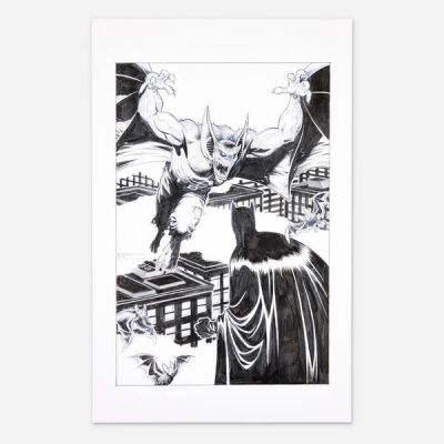 Shawn McManus | Man-Bat vs. Batman Original Art Illustration (2023) | Landry Pop Auctions