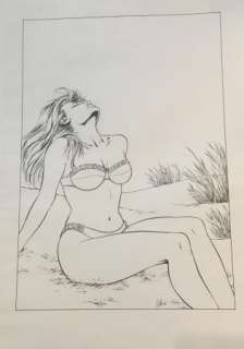 Osi | Osi illustration encre Chine fille plage n° 4 | JeanMichel.net