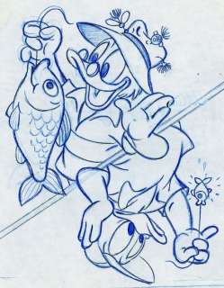 Mickey Magazine - Dessin original - projet de couverture - Picsou 185 - Picsou a la pêche - Loose page - (1987) | Catawiki