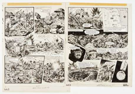Charleys War: 2 consecutive original artworks (1979) by Joe Colquhoun… | Comic Book Auctions ltd