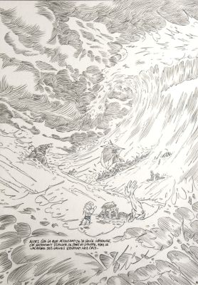 Gilles Cazaux | « L’oubliée du radeau de la Méduse »- Planche originale – Page 36 | Zic et Bul