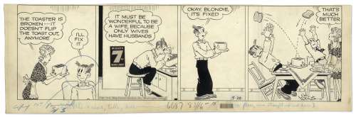 Chic Young Hand-Drawn ’’Blondie’’ Comic Strip From 1945 Titled ’’Mr. Fixit!’’ | Nate Sanders