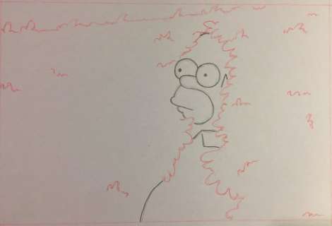 The Simpsons - Original Animation Drawing - HOMER INTO BUSHES - Loose page | Catawiki