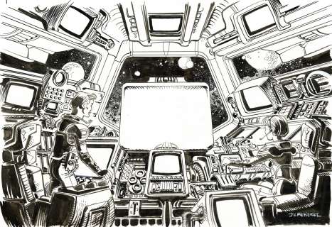 Jean-Claude Mézières | Valérian, dessin original très grand format à l’encre de chine. | Septimus