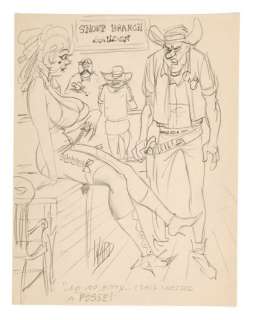 BILL WARD GUNSMOKE PENCIL DRAWING. | Hake’s