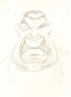 John Cebollero - Hulk Caricature Pencil Commission - 2008 Signed