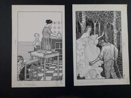 Leonella Nasi | Leonella Nasi - La Fata - 2x Illustrazioni Originali - Page volante - (1925) | Catawiki