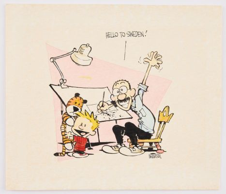 BILL WATTERSON. Calvin and Hobbes, "Hello to Sweden". Art - Drawings | Auctionet