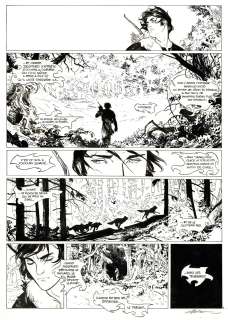 Alex Alice | Siegfried, La Walkyrie, planche originale à l’encre de chine pour cet album paru en 2009 chez Dargaud. On joint le bleu de coloriage. | Septimus